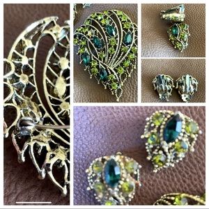 Vintage pin and clip-on earring set